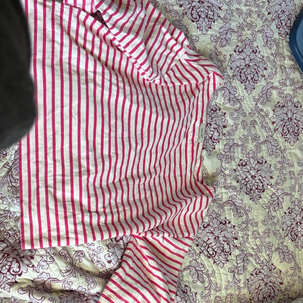 Pink and White Striped Long Sleeve Tee